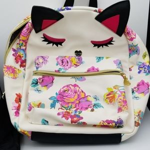 Betsey Johnson Sleepy Cat Floral Backpack